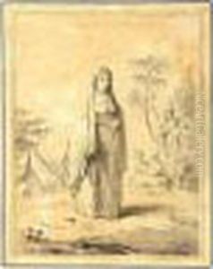 Brush And Black And Grey Ink And
Grey Wash With Touches Of Brown Ink Within Black Ink Framing Lines by Jean-Baptiste Le Prince