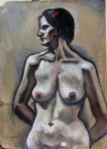 Nu Aux Cheveux Noirs / Nu Debout by Alfred Lesbros