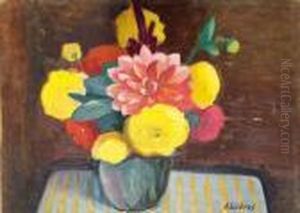 Bouquet Jaune Et Rouge by Alfred Lesbros