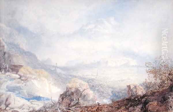 Valley of the Rhone with the City and Citadel of Sion in Switzerland, 1853 - view 1
