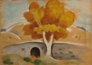 L'arbre Jaune Devant Le Pont by Alfred Lesbros