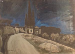 Le Cabanon Du Chene Vert Le Soir by Alfred Lesbros