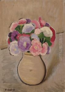 Bouquet Dans Un Vase De Terre by Alfred Lesbros