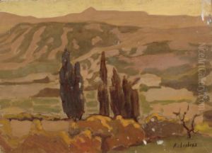 Cypres Devant La Montagnette by Alfred Lesbros