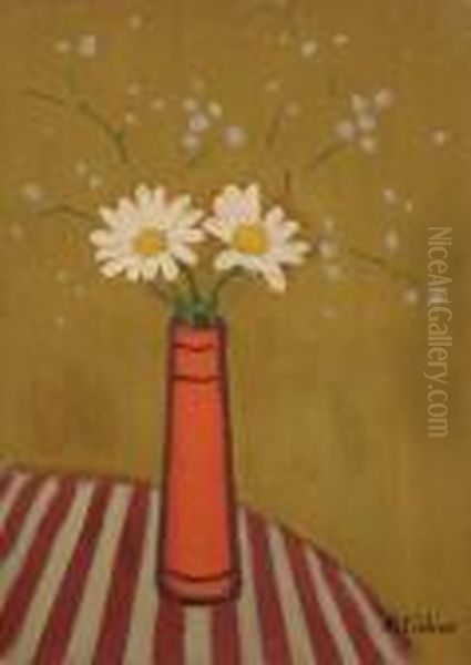 Deux Marguerites Dans Un Vase Etroit - view 1