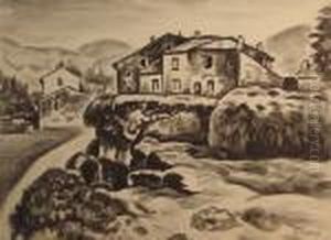 Le Hameau En Noir Et Blanc by Alfred Lesbros