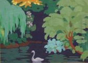 Fleurs, Feuilles Et Cygne Fleurs, Feuilles Et Cygne