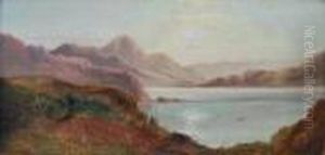 Fishermen In A Highland Loch Scene by Charles Leslie