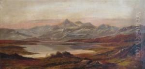 Mountainscape In The Light Of The Sunset by Charles Leslie