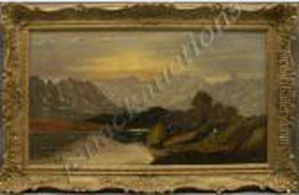 Mountain Lakelandscape With Figures - view 1