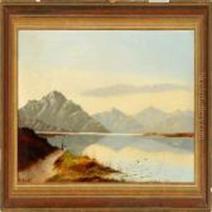 A Pair Of Fishermen Ata Mountain Lake In Wales A Pair Of Fishermen Ata Mountain Lake In Wales