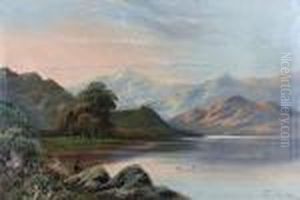 A Highland Loch Landscape With Angler