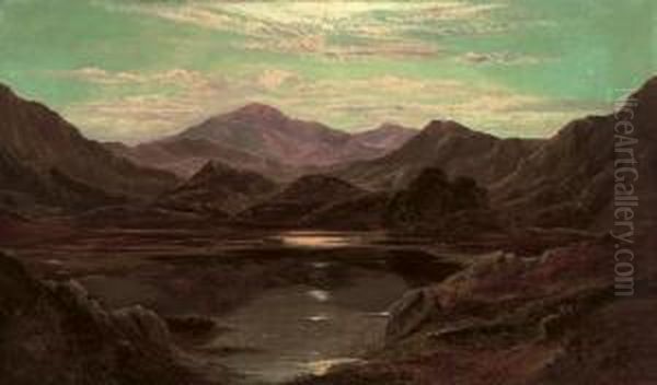 A Loch Landscape By Moonlight - view 1