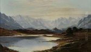 Figures Beside A Mountainous Loch At Dawn, 1880