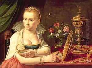 A vanitas portrait of a lady believed to be Clara Peeters