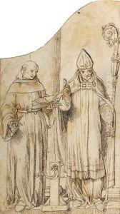 Saints Dominic and Erasmus by a column a design for the wing of an altarpiece by Pieter Pourbus