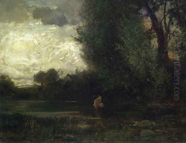 Angler by Forest Stream - view 1