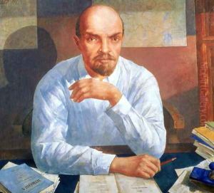 Portrait of Vladimir Ilyich Lenin 1870-1924, 1934 by Kuzma Sergeevich Petrov-Vodkin