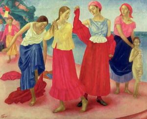 Young Women on the Volga, 1915 by Kuzma Sergeevich Petrov-Vodkin