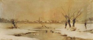 Canards Dans La Neige by Theodore Levigne