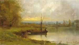 Pecheur Au Clair De Lune by Theodore Levigne