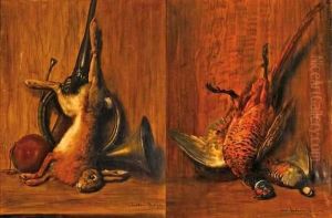 "nature Morte Au Faisan Et A La
Perdrix Rouge". "nature Morte Au Lievre Et A La Trompe De Chasse" by Theodore Levigne