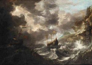 Shipping in a Tempest off a Rocky Coast by Bonaventura, the Elder Peeters