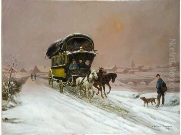 :la Diligence De Charlieu En Hiver(reentoilee) - view 1