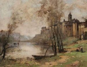 Lavandieres Au Bord D'une Riviere.