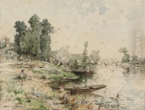 The Riverside On A Summer's Day, A Village Beyond