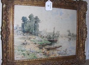 River Scene, Signed