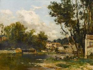 Washerwomen Beside The Loing At Moret by Maurice Levis
