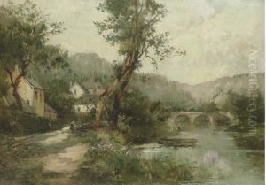 Houses Along The Banks Of A River, A Bridge Beyond