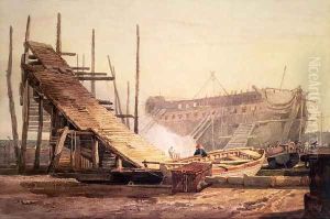 A Shipyard at Blackwall by Samuel Prout