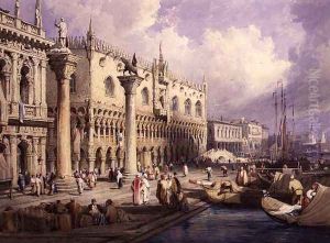 The Molo and the Doges Palace, Venice by Samuel Prout