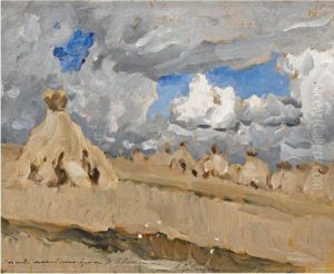Haystacks In A Russian Landscape by Isaak Ilyich Levitan