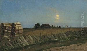Moonlit Night. Logpiles. by Isaak Ilyich Levitan