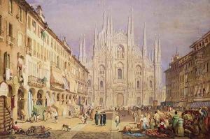 Milan, the Cathedral Square by Samuel Prout