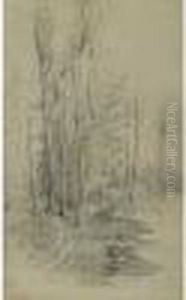 Isaac. . Attribue A. Bosquet Pres D'un Etang by Isaak Ilyich Levitan