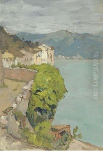 View Of A Coastal Village by Isaak Ilyich Levitan