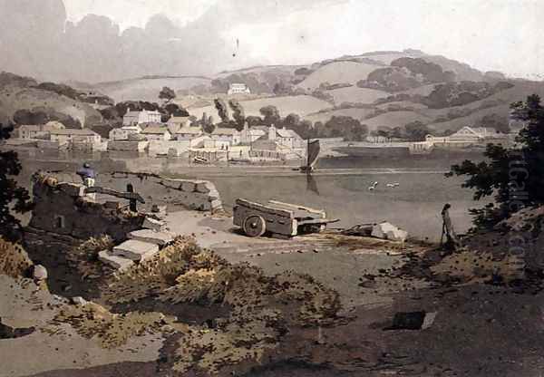 Landscape, with river and village - view 1