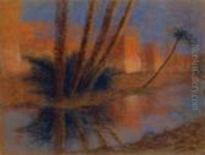 Les Palmiers Devantles Remparts De Marrakech by Lucien Levy-Dhurmer