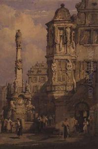 The Market Square, Wurzburg, Bavaria by Samuel Prout