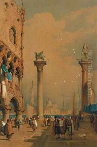 The piazetta of St Marks, Venice by Samuel Prout