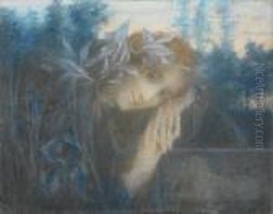 Jeune Femme Aux Iris by Lucien Levy-Dhurmer