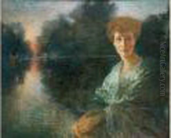 " Femme Dans Un Paysage Lacustre ". - view 1