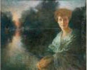 " Femme Dans Un Paysage Lacustre ". " Femme Dans Un Paysage Lacustre ".