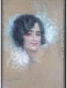 < Portrait De Jeune Femme >. by Lucien Levy-Dhurmer