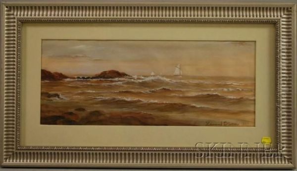 Ships Sailing Off The Coast In Sepia Tones - view 1