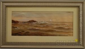 Ships Sailing Off The Coast In Sepia Tones by Edmund Darch Lewis